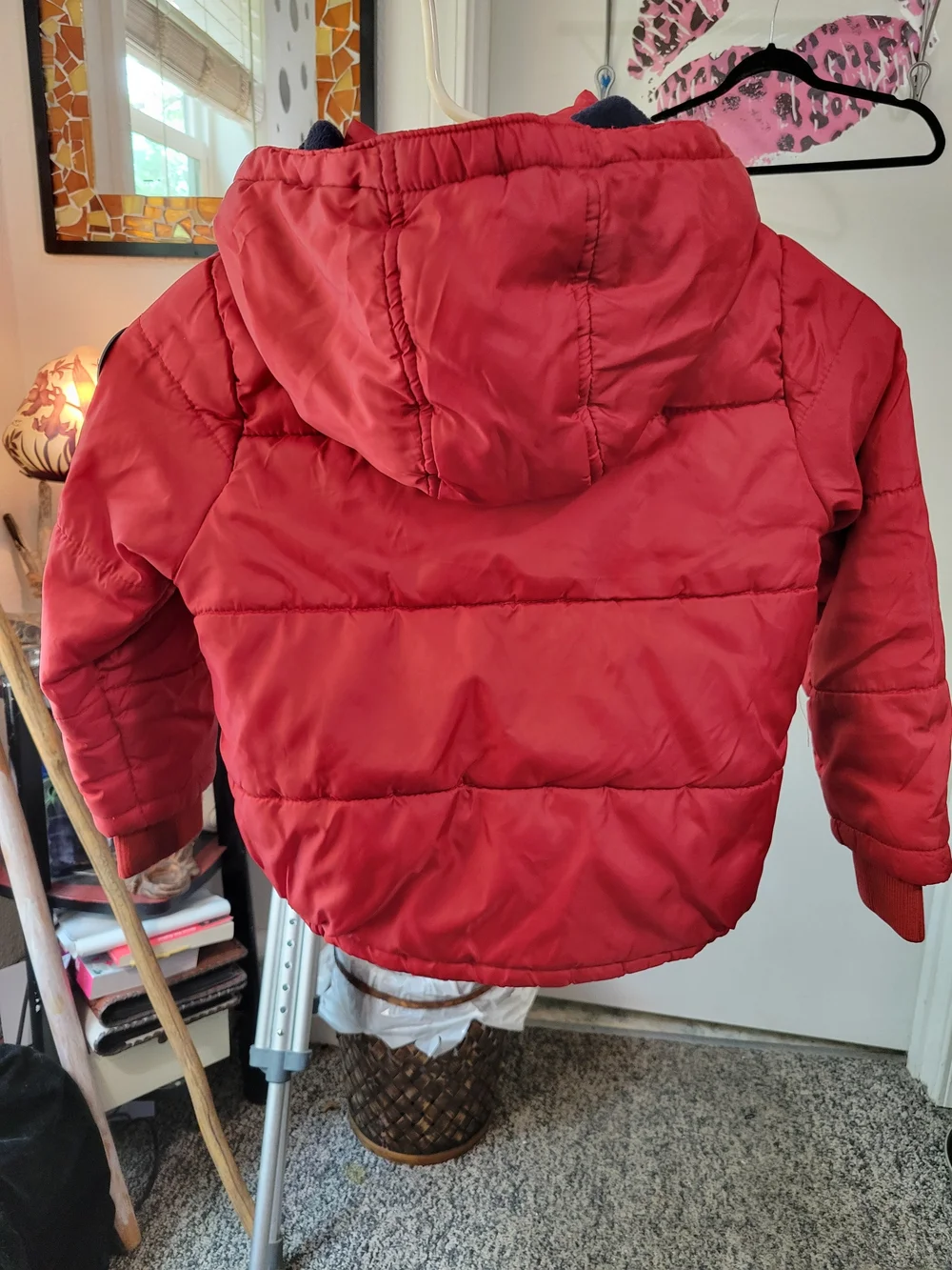 Tommy Hilfiger Red Puffer Jacket with Navy & White Stripes